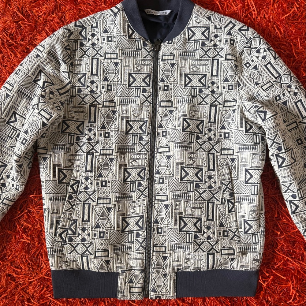Zara Black and Cream Patterned Jacket